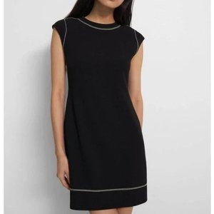 Theory Embroidered Cap Sleeve Shift Dress